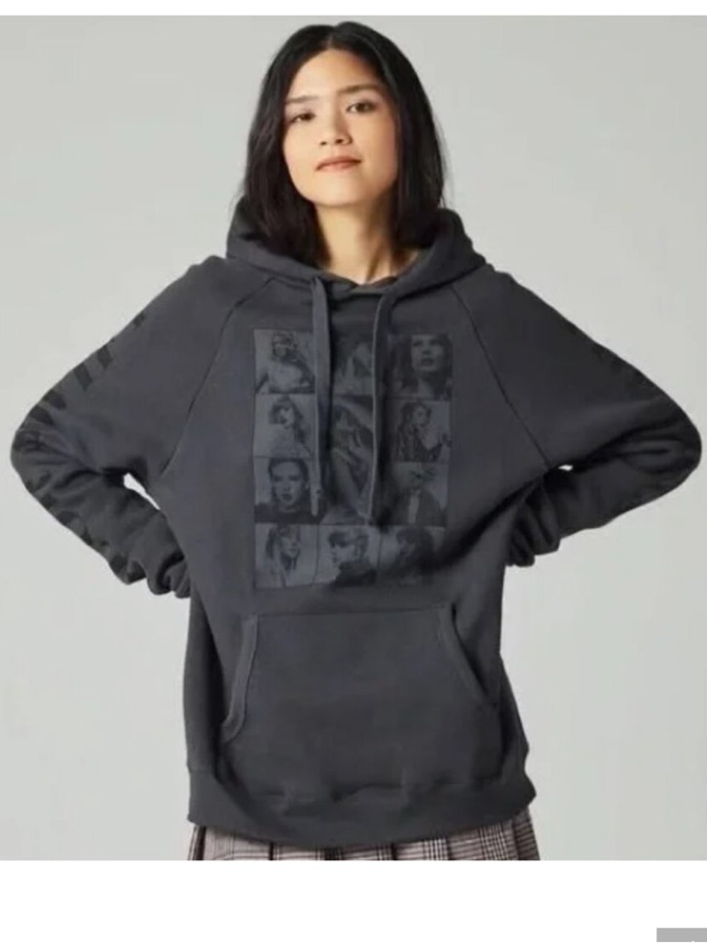 Taylor Swift Eras Tour Charcoal Gray Graphic Hoodie Photo Grid Unisex Men L W XL